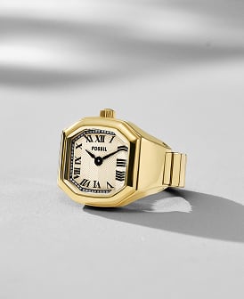 Image of a gold-toned Fossil ring watch