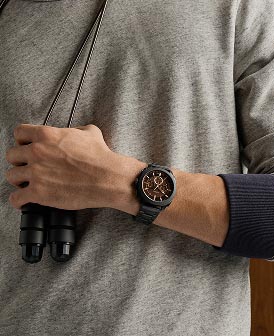 Image of a black and brown Fossil Machine watch