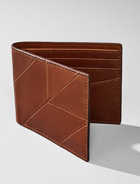 Brown leather patchwork wallet.