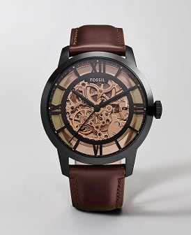 Image of a black and brown Fossil Townsman watch
